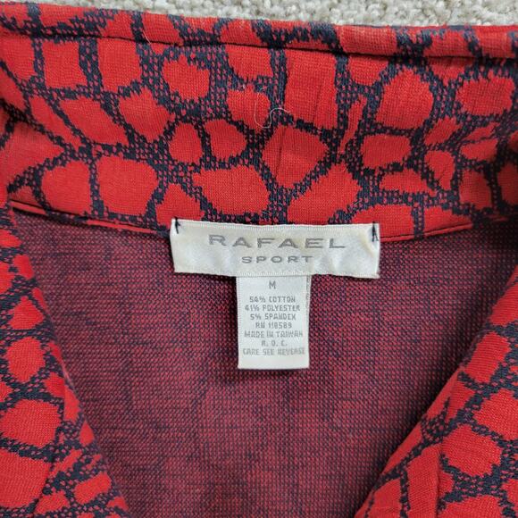 Vintage Rafael Sport Jacket Womens M Red‎ Black Printed Zip Up High Neck Pockets - Picture 10 of 15